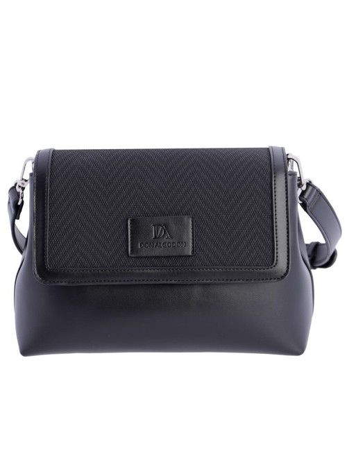 BOLSO BANDOLERA SOLAPA ESPIGA NEGRO