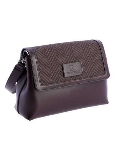 BOLSO BANDOLERA SOLAPA DE ESPIGA MARRÓN
