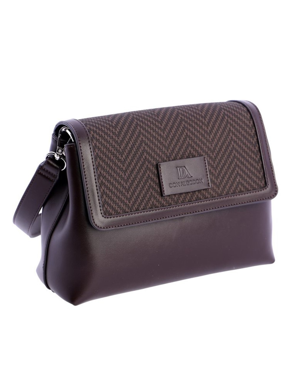 BOLSO BANDOLERA SOLAPA DE ESPIGA MARRÓN