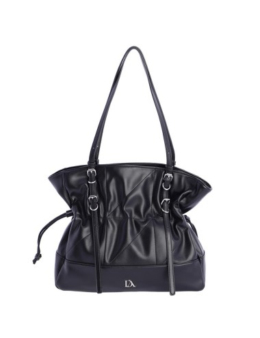 BOLSO DE HOMBRO DRAPEADO CON HEBILLAS NEGRO