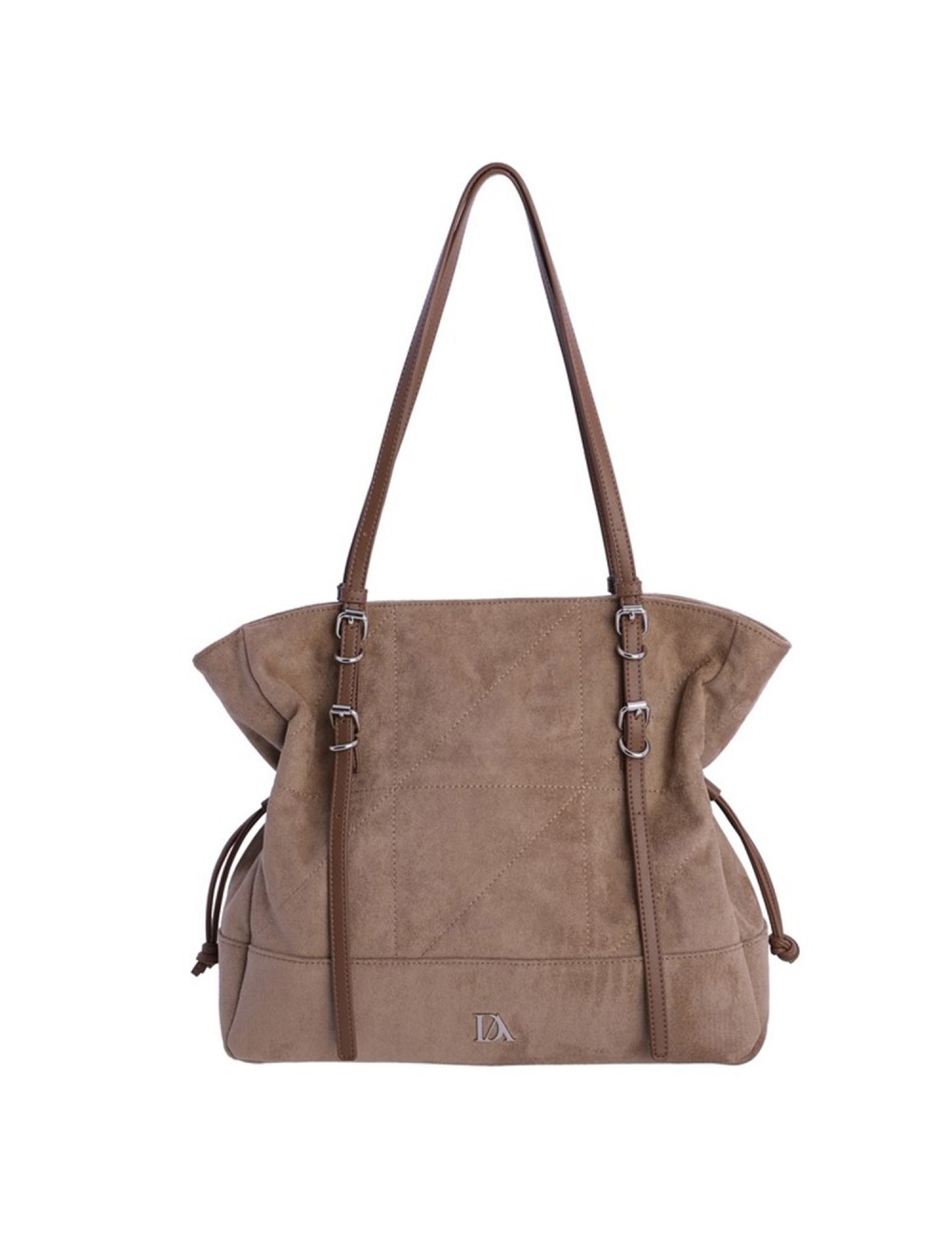 BOLSO DE HOMBRO DRAPEADO CON HEBILLAS TAUPÉ