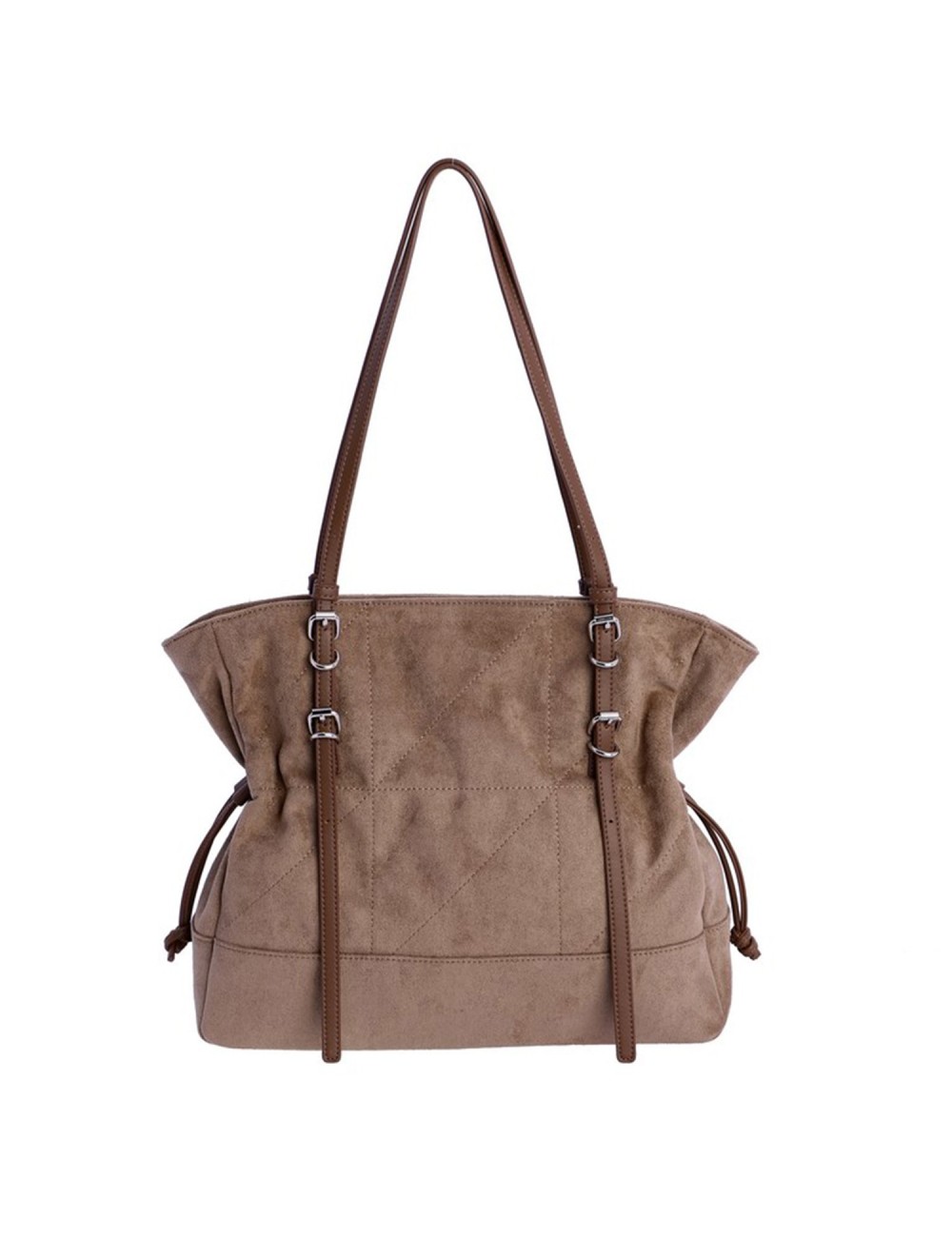 BOLSO DE HOMBRO DRAPEADO CON HEBILLAS TAUPÉ