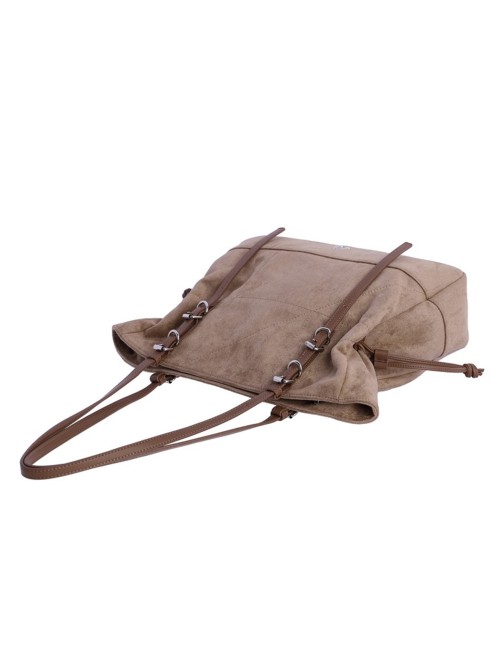 BOLSO DE HOMBRO DRAPEADO CON HEBILLAS TAUPÉ