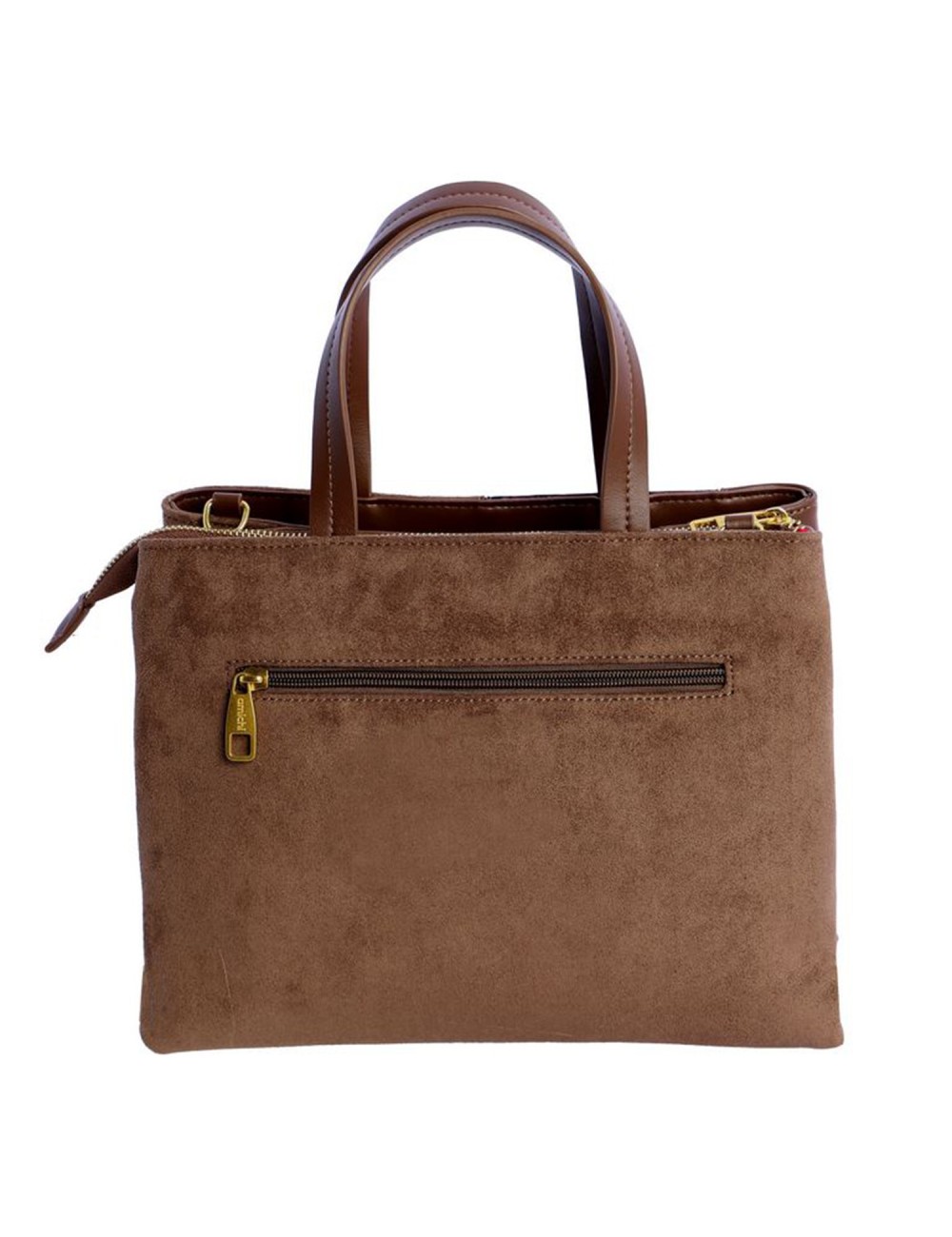 BOLSO DE MANO PATCHWORK MULTITEXTURA MARRÓN