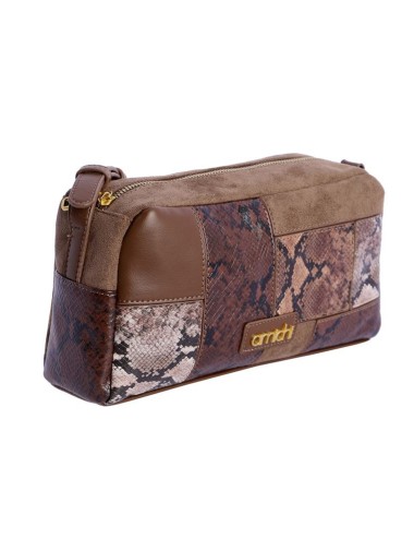 BOLSO BANDOLERA PATCHWORK MULTITEXTURA MARRÓN