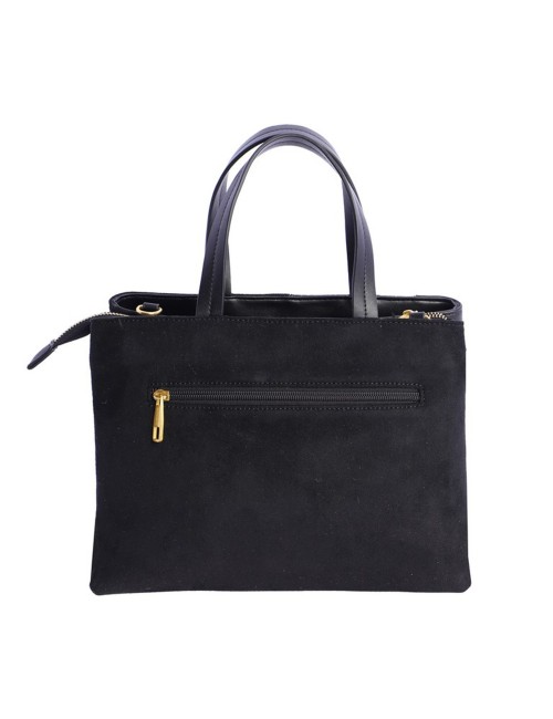 BOLSO DE MANO PATCHWORK MULTITEXTURA NEGRO