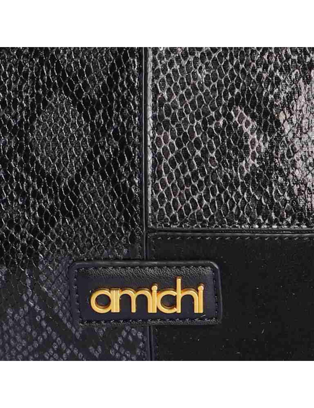 BOLSO DE MANO PATCHWORK MULTITEXTURA NEGRO