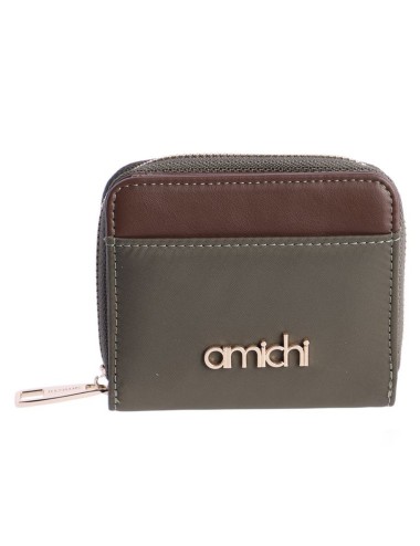 CARTERA PEQUEÑA COMBINADA KAKI Y MARRÓN