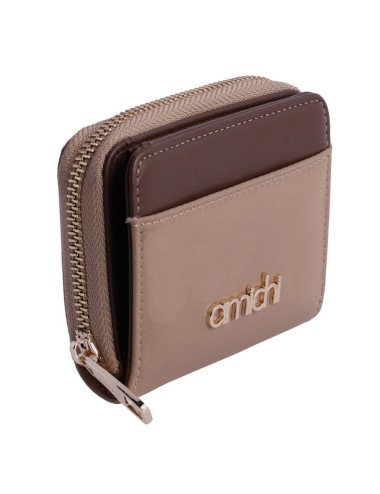 CARTERA PEQUEÑA COMBINADA BEIGE Y MARRÓN