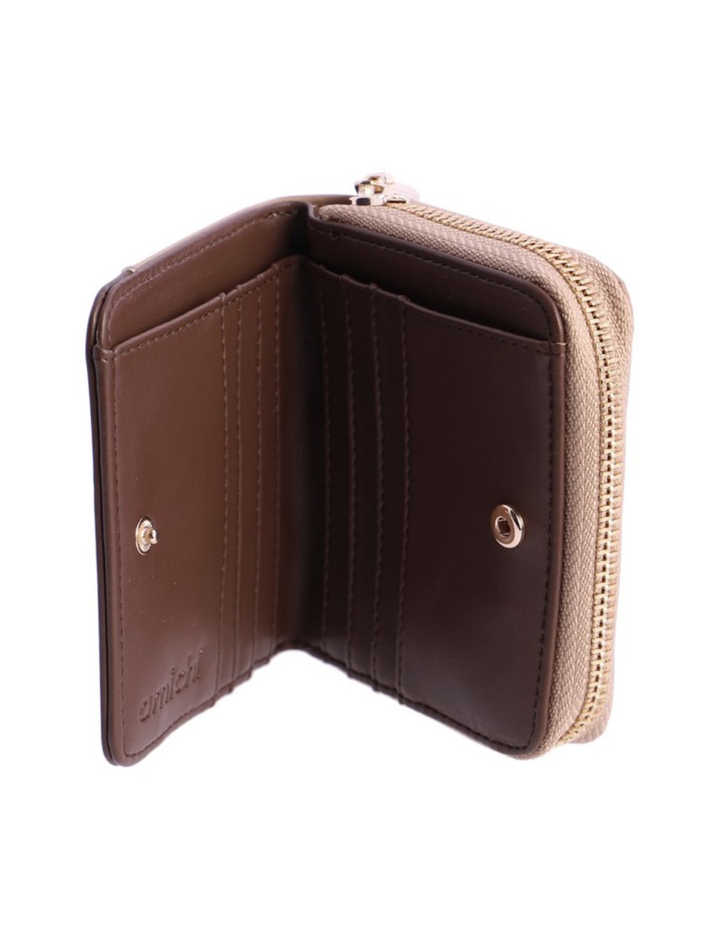 CARTERA PEQUEÑA COMBINADA BEIGE Y MARRÓN