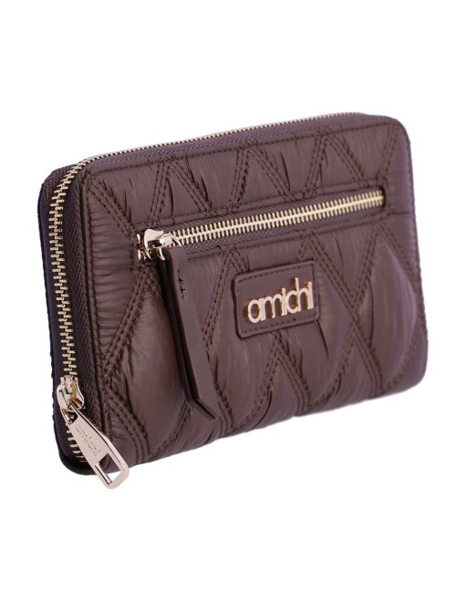 CARTERA ALARGADA ACOLCHADA MARRÓN