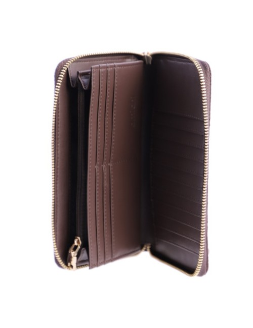 CARTERA ALARGADA ACOLCHADA MARRÓN