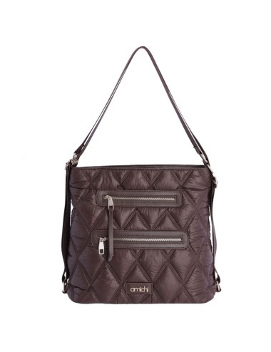 BOLSO/MOCHILA ACOLCHADO MULTIBOLSILLOS MARRÓN