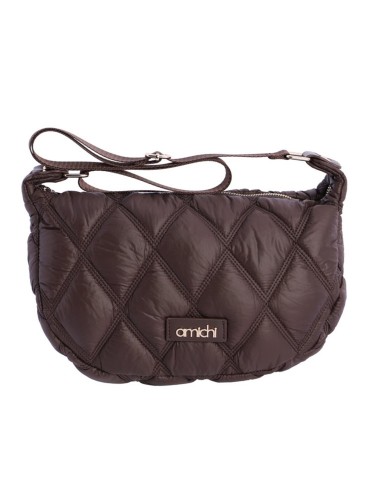 BOLSO BANDOLERA MEDIA LUNA ACOLCHADO MARRÓN