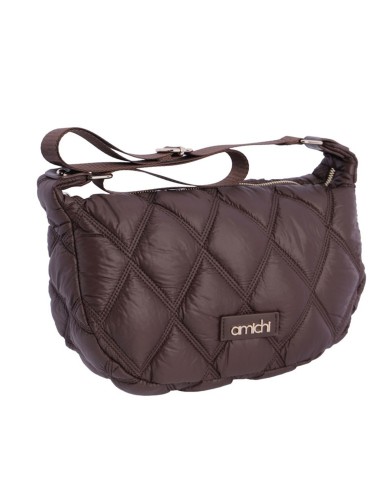 BOLSO BANDOLERA MEDIA LUNA ACOLCHADO MARRÓN