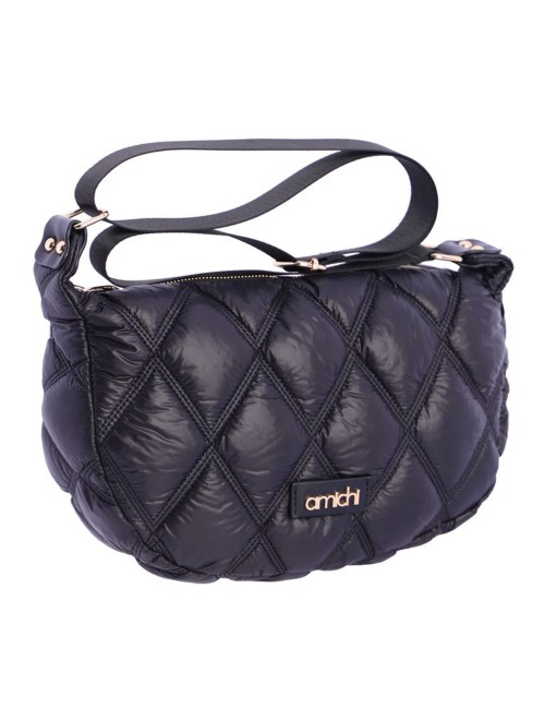 BOLSO BANDOLERA MEDIA LUNA ACOLCHADO NEGRO