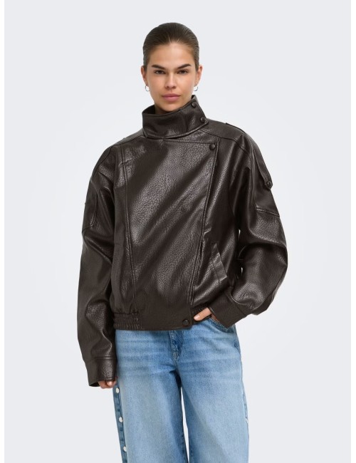 BOMBER OVERSIZE CUELLO CHIMENEA MARRÓN