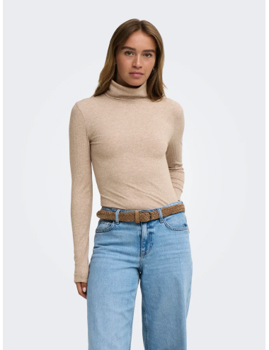 TOP PUNTO FINO CUELLO CISNE BEIGE