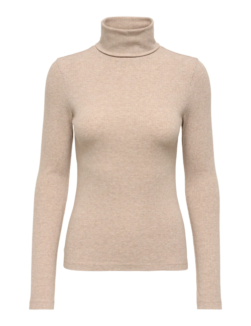 TOP PUNTO FINO CUELLO CISNE BEIGE