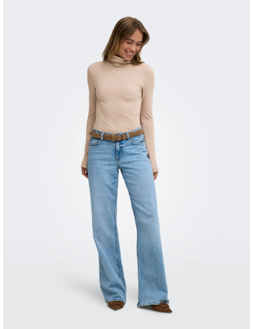 TOP PUNTO FINO CUELLO CISNE BEIGE