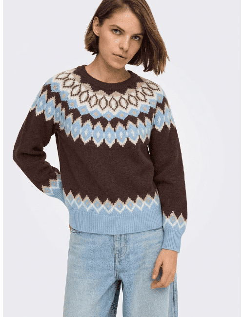 JERSEY JACQUARD GRECA AZUL