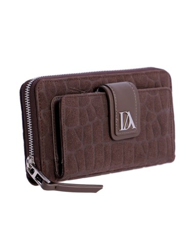 CARTERA GRANDE ANTE GRABADO COCODRILO MARRÓN