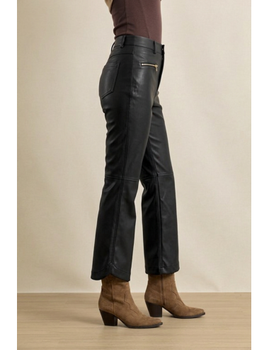 PANTALÓN TOBILLERO POLIPIEL CREMALLERAS NEGRO