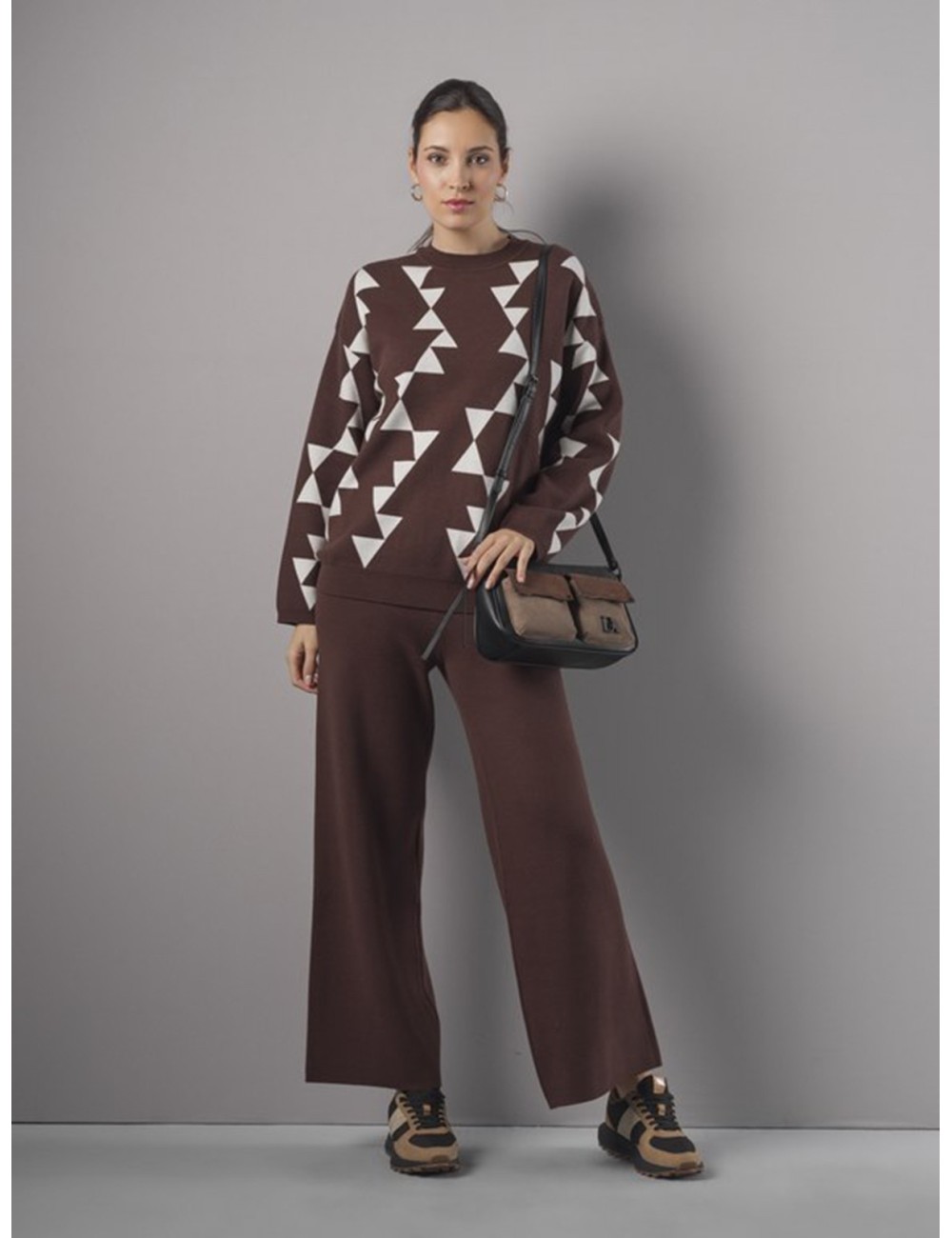 PANTALÓN DE PUNTO WIDE LEG MARRÓN
