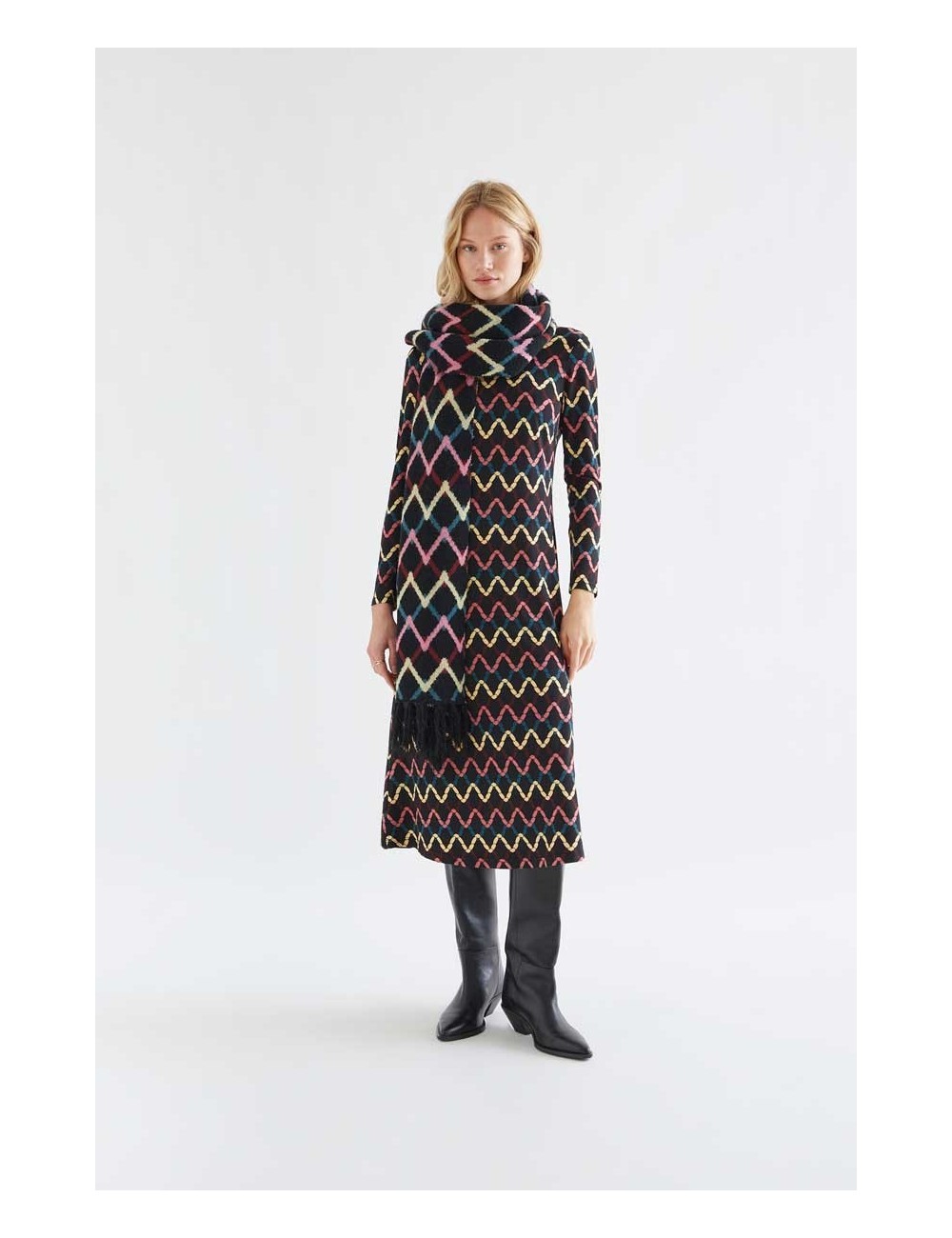 VESTIDO MIDI CON ESTAMPADO SKEIN