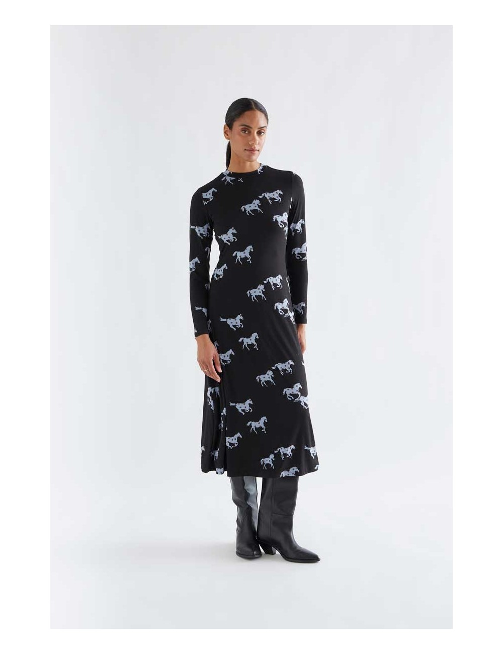 VESTIDO MIDI CON ESTAMPADO HORSE