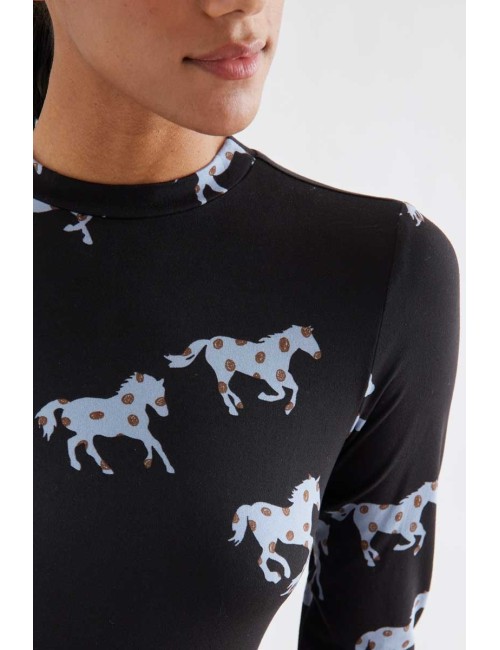 VESTIDO MIDI CON ESTAMPADO HORSE