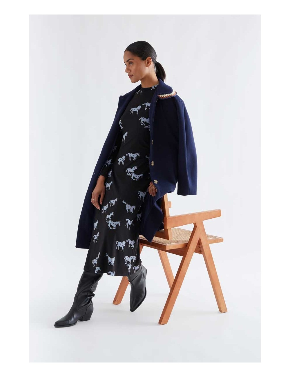 VESTIDO MIDI CON ESTAMPADO HORSE