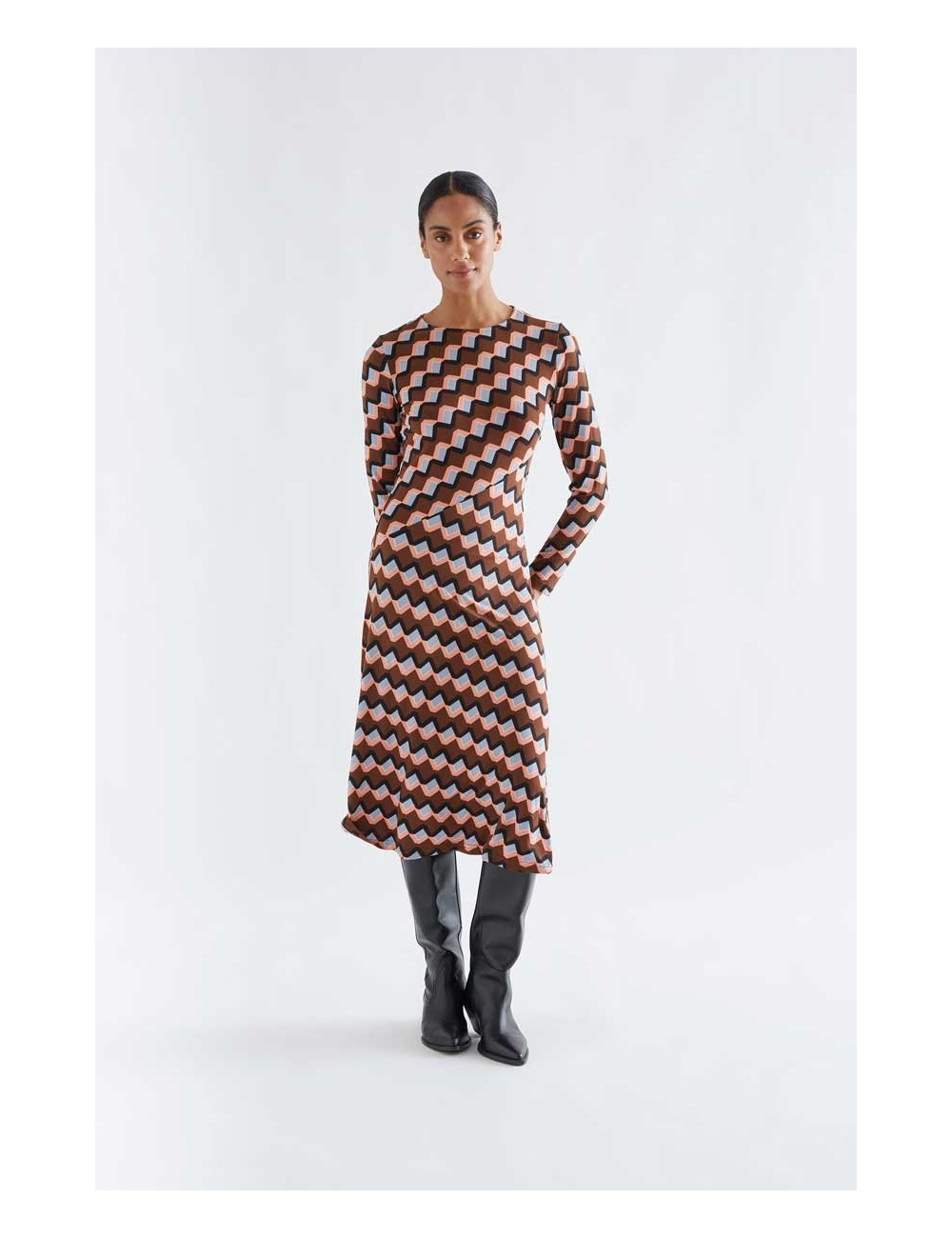 VESTIDO MIDI CON ESTAMPADO SCALA