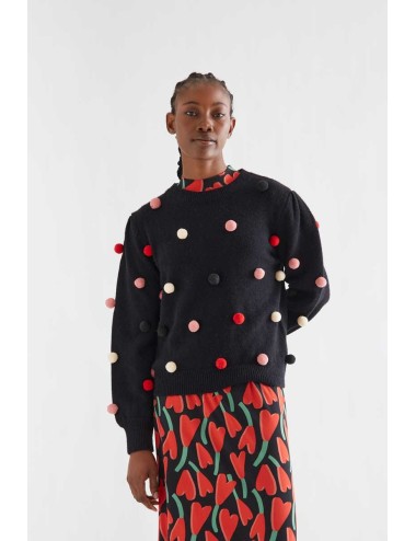 JERSEY PUNTO NEGRO CON POMPONES MULTICOLOR