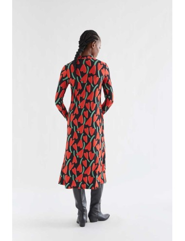 VESTIDO MIDI DE MANGA LARGA CON ESTAMPADO CICLAMEN