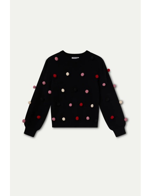JERSEY PUNTO NEGRO CON POMPONES MULTICOLOR