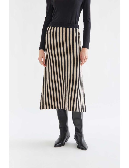 FALDA MIDI PUNTO RAYAS