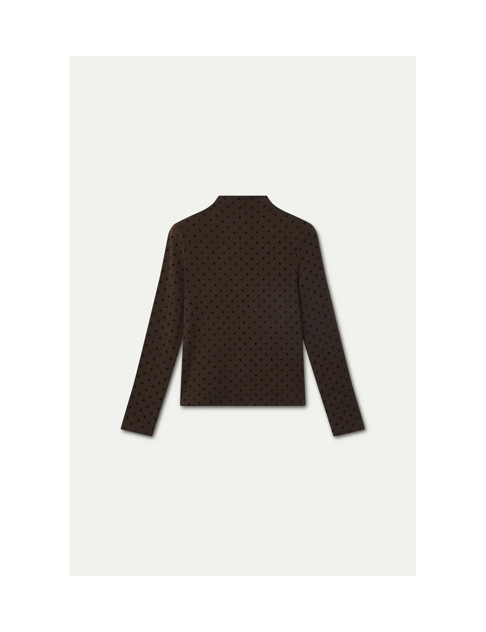 CAMISETA BÁSICA MARRÓN CON MINI LUNARES NEGROS